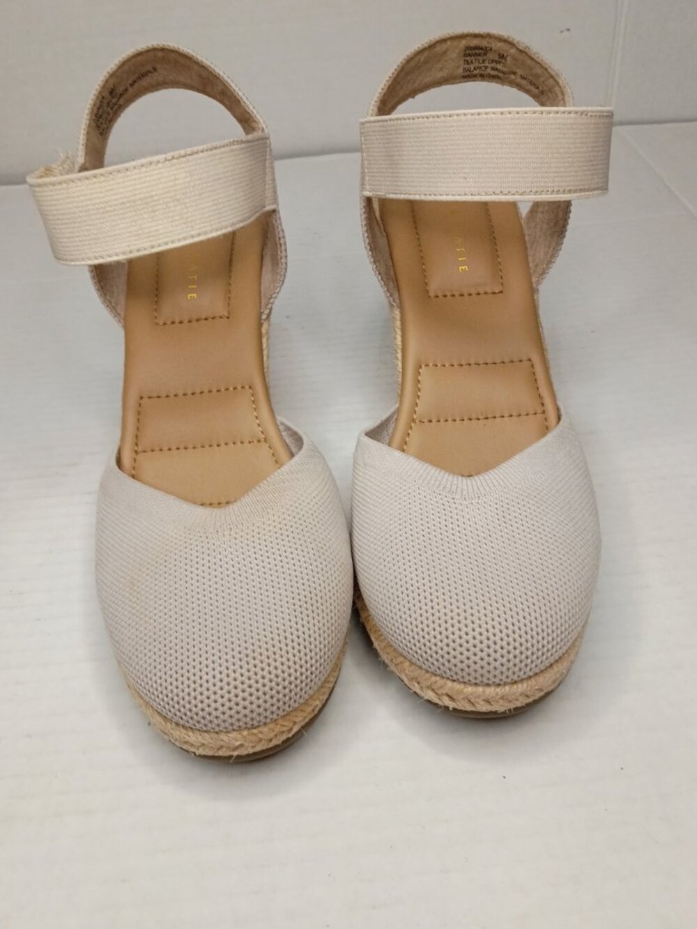 Kelly & Katie Banner Knit Espadrille Wedge Sandals Cream Size Women's 8M